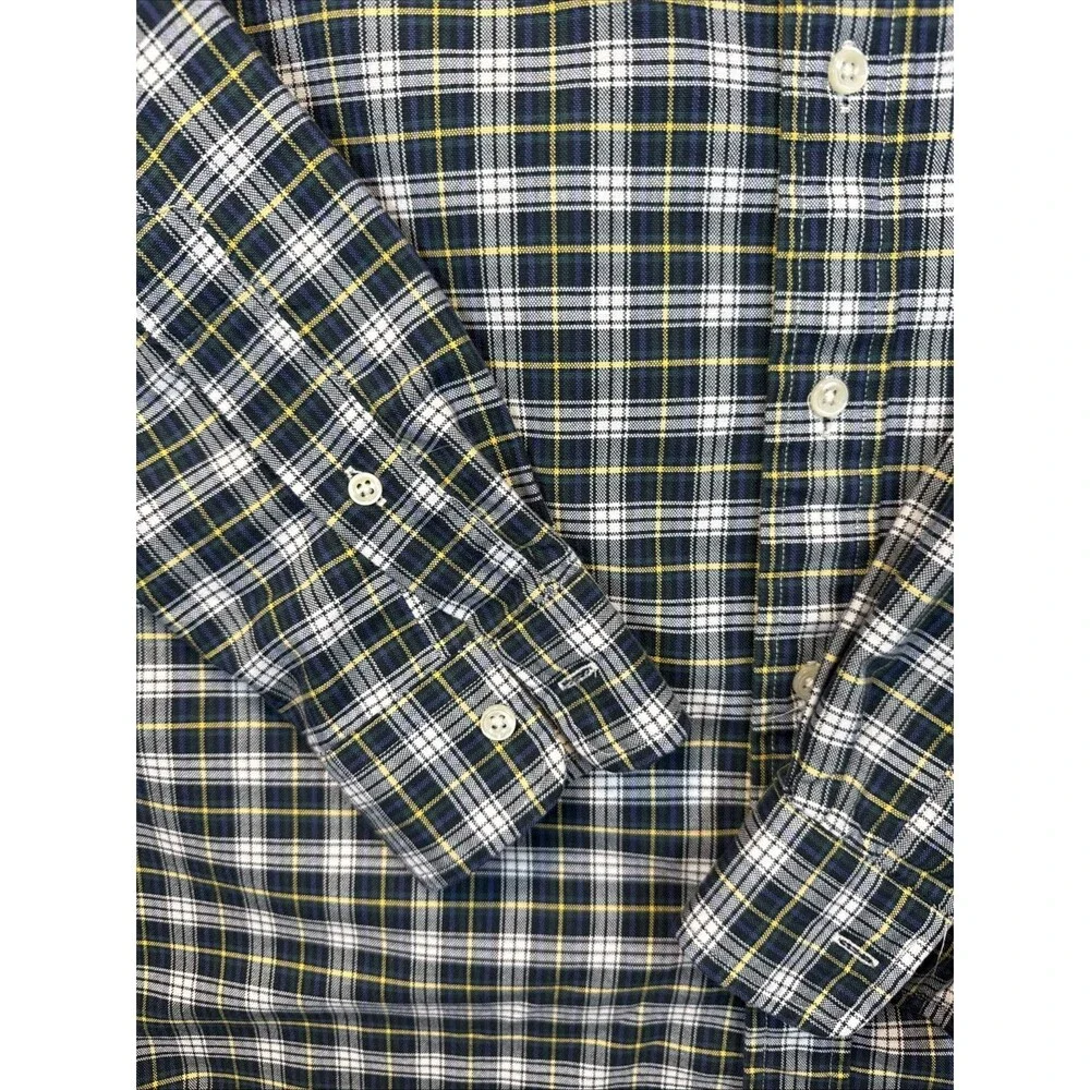 Ralph Lauren Classic Fit Gordon Tartan Plaid Shirt Small S Green Navy Yellow RL